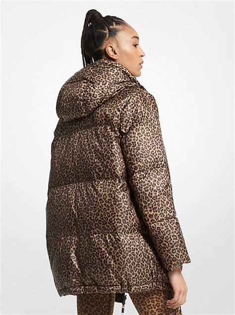 michael michael kors leopard print ciré reversible puffer jacket